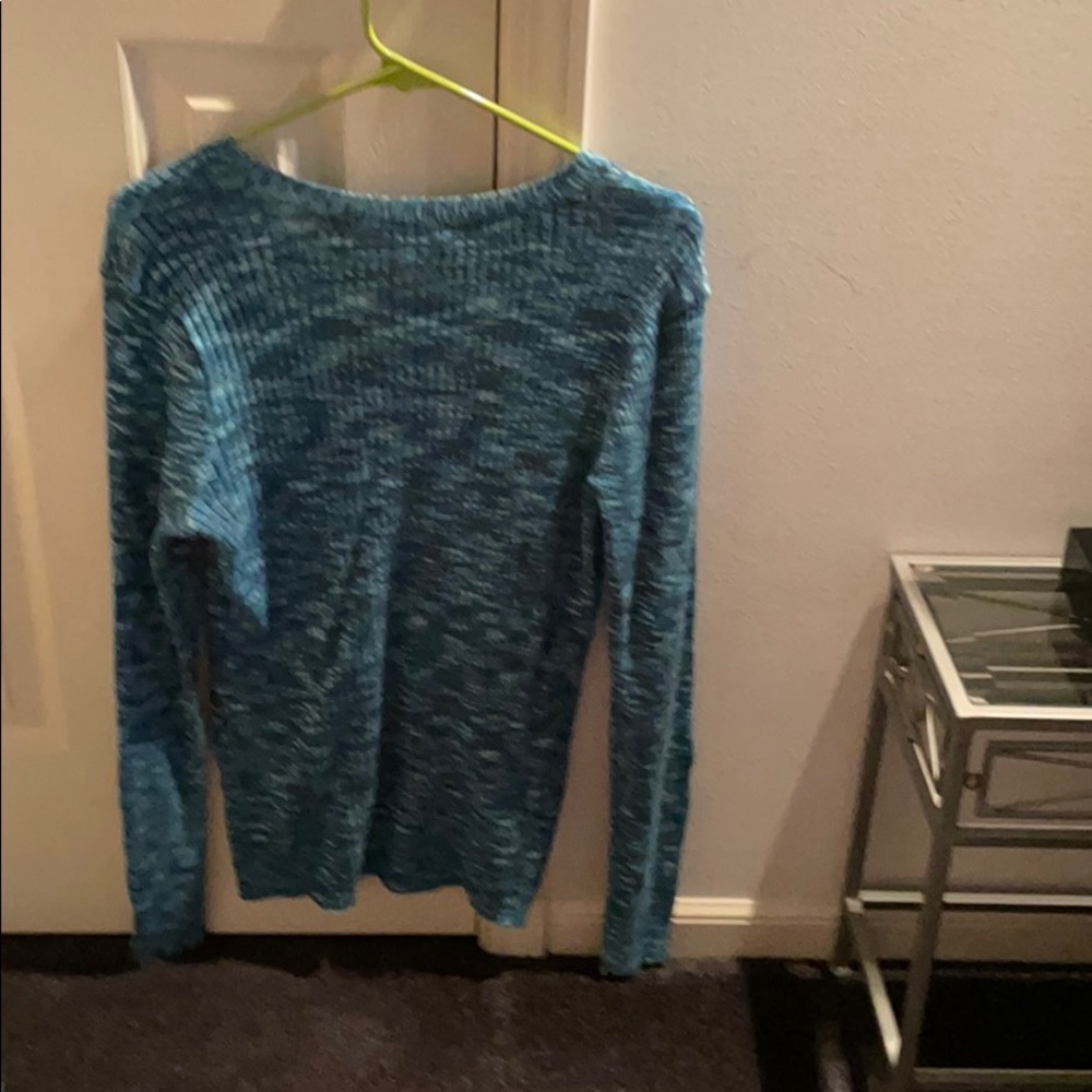 Fun blue/ green waffled Sundance sweater - Picture 2 of 3
